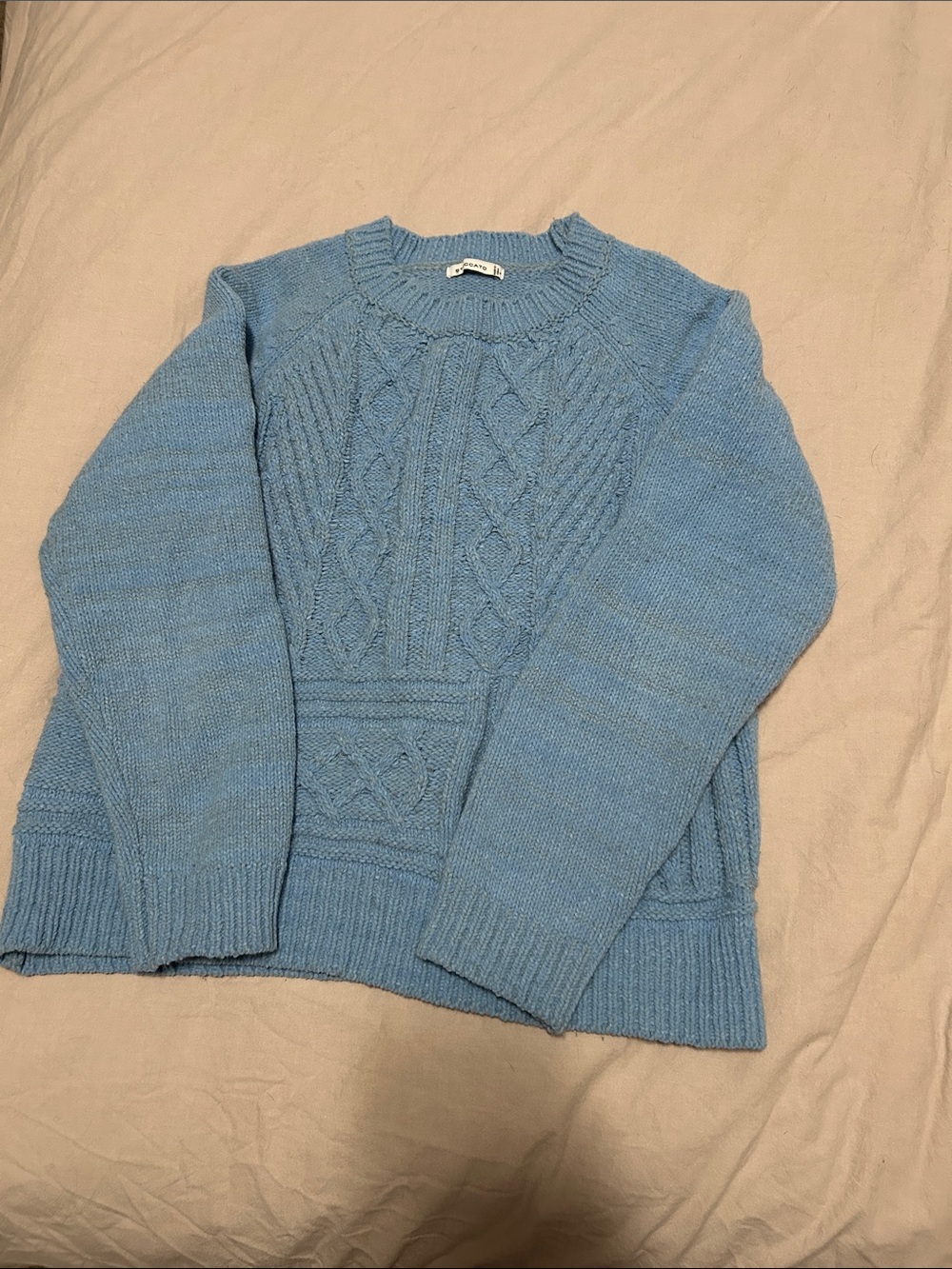 Cozy Light Blue Cable-Knit Crewneck Sweater - Women's